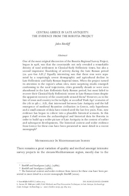 (PDF) CENTRAL GREECE IN LATE ANTIQUITY: THE EVIDENCE FROM THE BOEOTIA ...