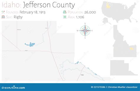 Map of Jefferson County in Idaho Stock Vector - Illustration of city ...