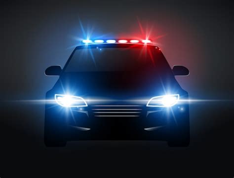 Premium Vector | Police car light siren in night front view. patrol cop ...