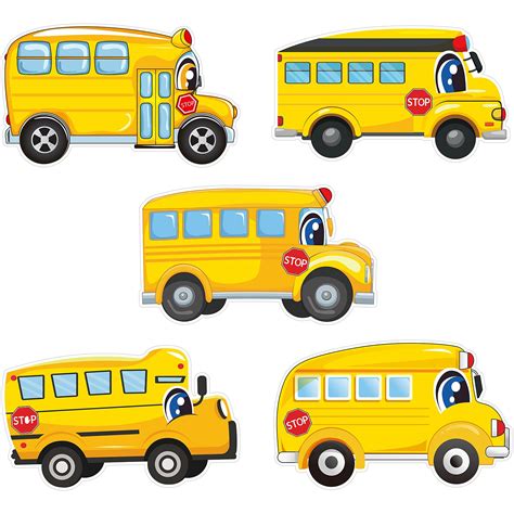 Buy 45 Pieces Colorful School Bus Cut-Outs, Bus Accents Paper Cutouts ...