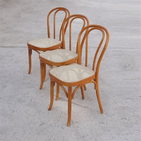 Vintage Bentwood Rattan Dining Chairs, Set of 3 for sale at Pamono