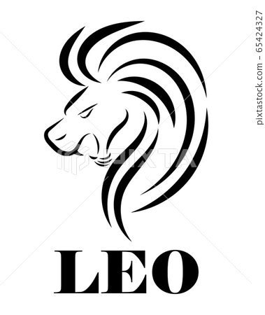 Black line logo of lion head. It is sign of leo... - Stock Illustration ...