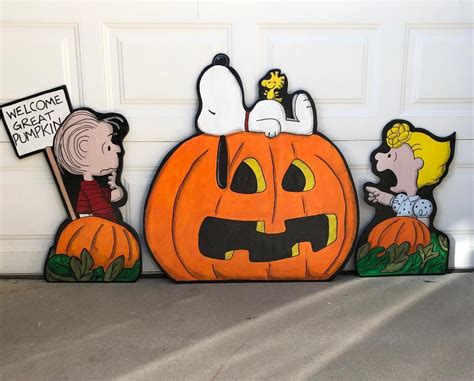 LINUS & SALLY SET ~ PEANUTS Great Pumpkin ~ HALLOWEEN LAWN ART ~ YARD ...