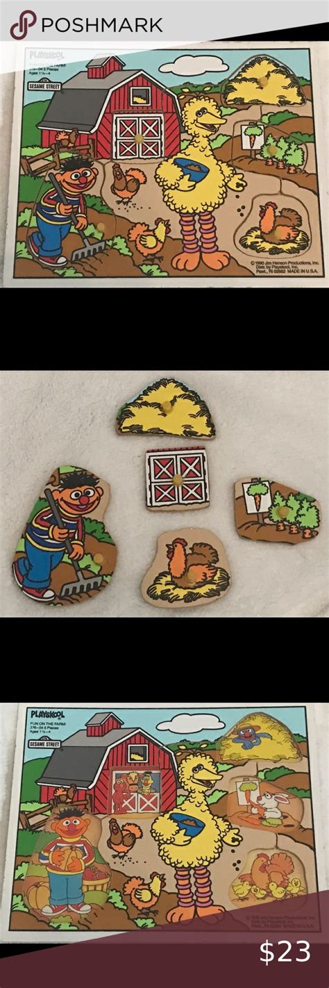 Sesame Street by Jim Henson 1990 vintage 5 piece wooden puzzle - Pre ...