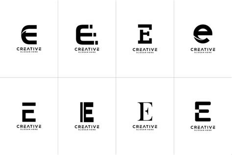 Set of creative monogram letter e logo design template