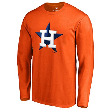 Houston Astros Secondary Color Primary Logo II Long Sleeve T-Shirt ...