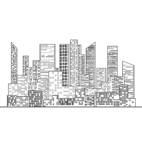 Premium Vector | Black and White outline the city with windows for your ...