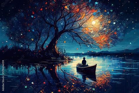 Night Lake Painting