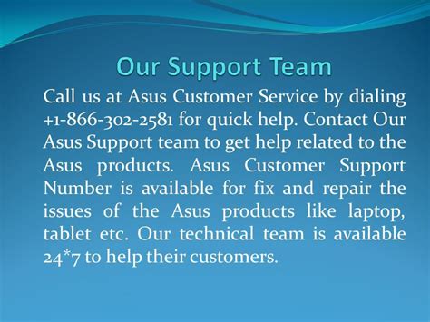 Call at: Call us at Asus Customer Service by dialing for quick help ...