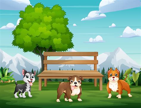 Cartoon of dogs in the park landscape 7159523 Vector Art at Vecteezy