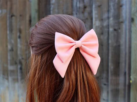 4.5 pink hair bow fabric hair bow with tails big hair