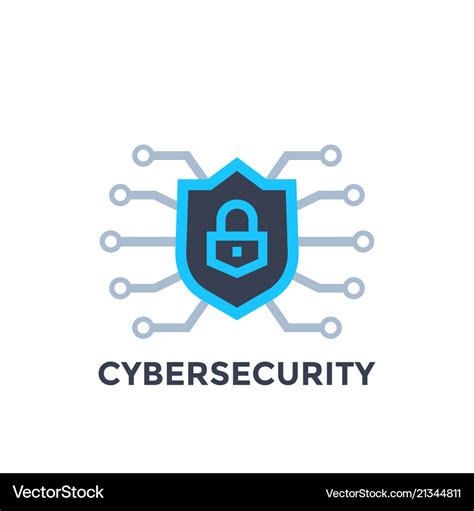 Cyber security logo with shield Royalty Free Vector Image