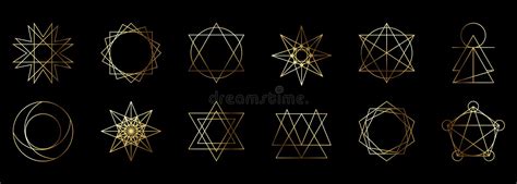 Set of Gold Sacred Geometry Symbols Stock Vector - Illustration of ...