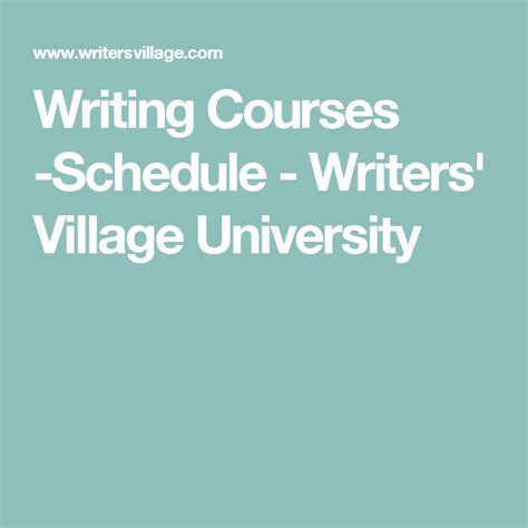 Writing Courses -Schedule - Writers' Village University | Writing ...