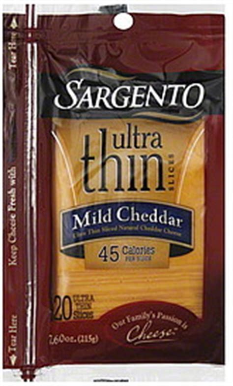 Sargento Cheese Slices Ultra Thin, Mild Cheddar 20.0 ea Nutrition ...