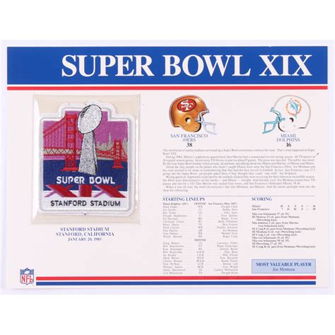 Commemorative Super Bowl XIX Score Card With Patch: San Francisco 49ers ...