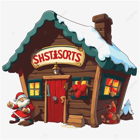 Santa S Workshop Sign Clipart Santa Claus In Front Of A Santa S ...