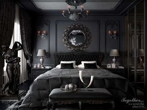 Elegant Black Bedroom.., mohd ashraf on ArtStation at https://www ...