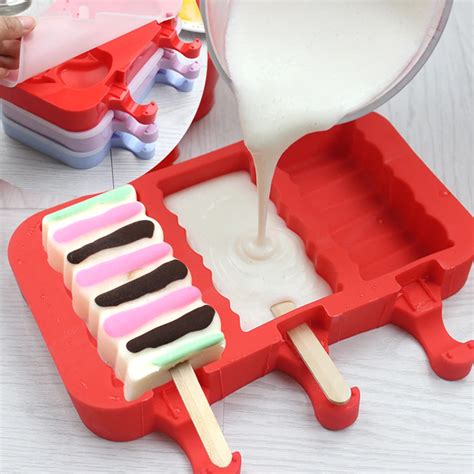 Silicone Ice Cream Mold Pop Ice Lolly Maker Frozen Mould Popsicle ...