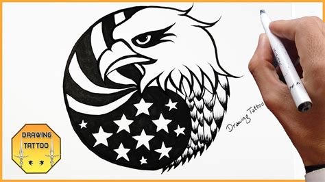 American Flag With Eagle Drawing