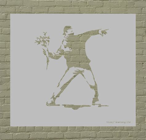 Banksy Man Throwing Flowers Stencil