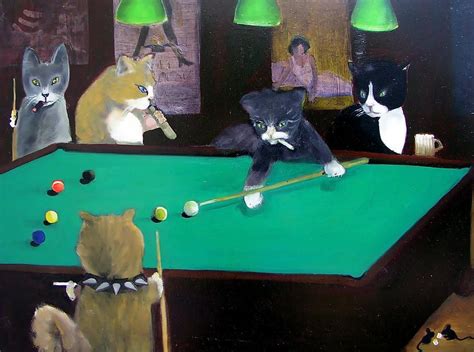 Cats Playing Pool by Gail Eisenfeld | Cat art, Cat painting, Pool art