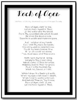 Rock of Ages Hymn Lyrics by Teach Classically | Teachers Pay Teachers