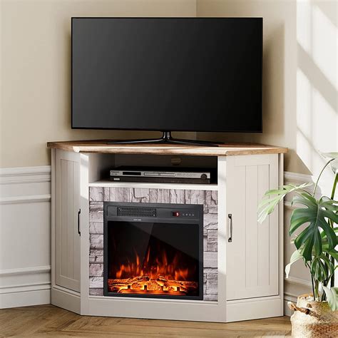 Corner TV Stand with Fireplace for TV's up to 55", Farmhouse ...