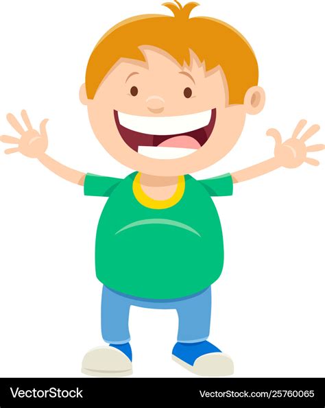 Happy kid boy cartoon character Royalty Free Vector Image