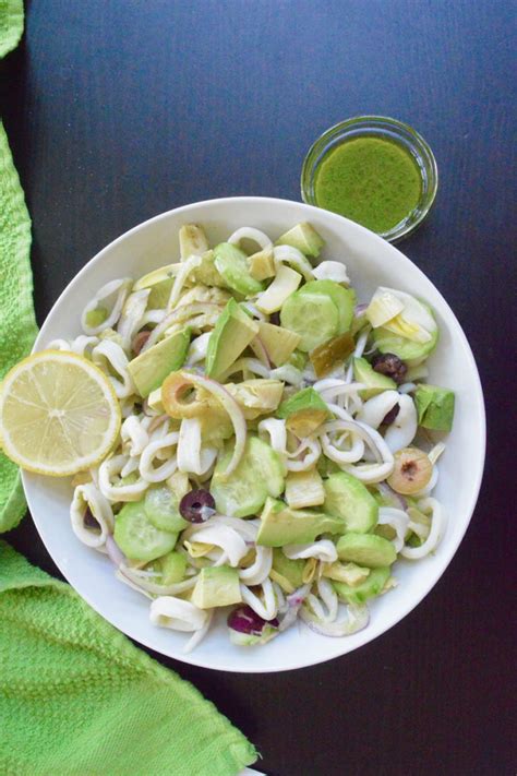 AIP Calamari Salad with Mint Cilantro Dressing - Autoimmune Wellness