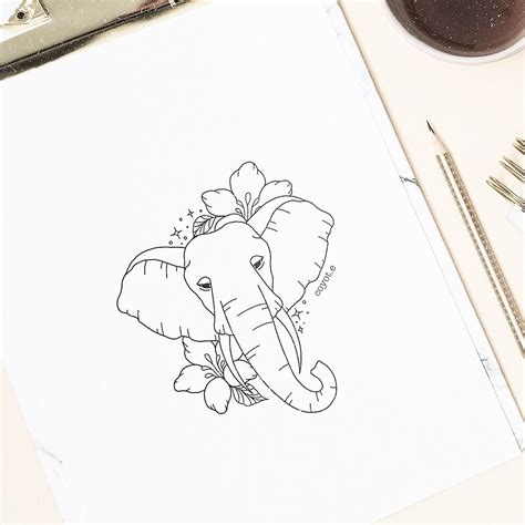 Elephant Tattoo Outline - Printable Calendars AT A GLANCE