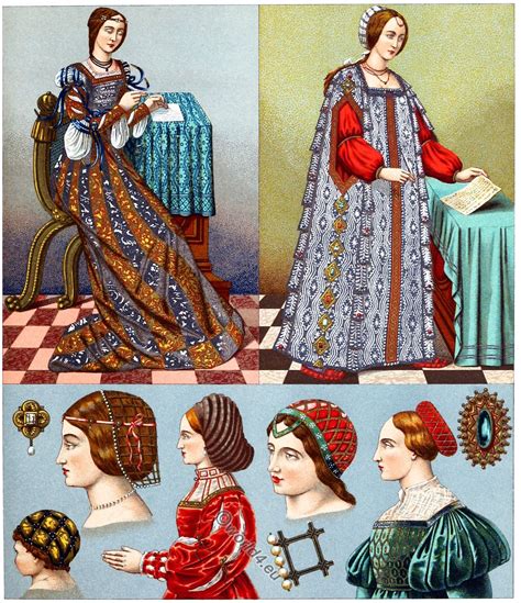 Italian fashion. Female costumes, Hairstyles and Headgear. 16th century ...