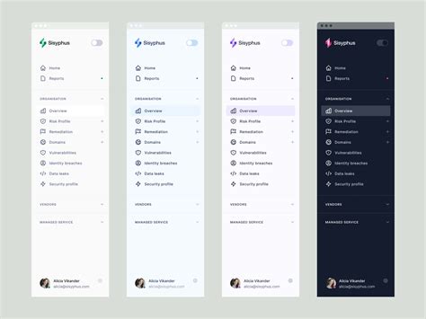 Sisyphus™ — dashboard sidebar colour variations by Jordan Hughes® on ...