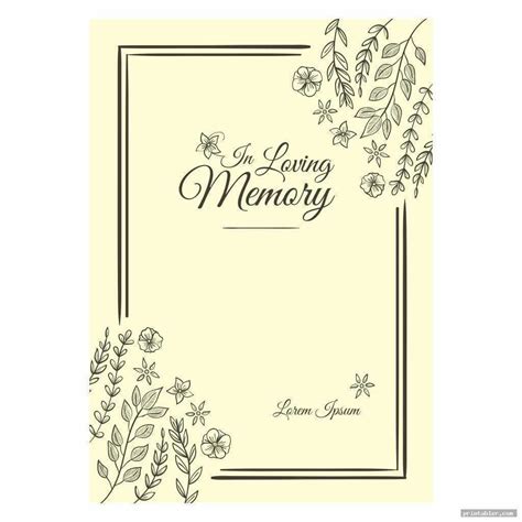 Printable Memory Cards For Funeral