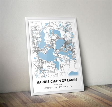 Printable Map of Harris Chain of Lakes Florida United States - Etsy Ireland