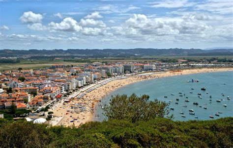 View Over the Village and Bay of Sao Martinho Do Porto Stock Photo ...