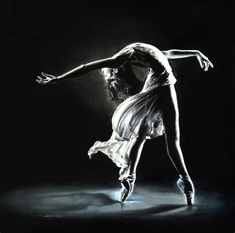 Oil painting of a beautiful ballerina dancer in black and white. 2016 ...