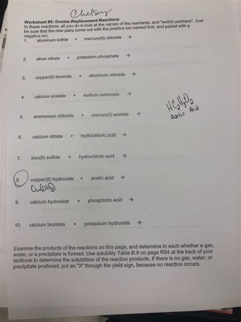 Double Displacement Reactions Worksheet - Worksheets For Kindergarten