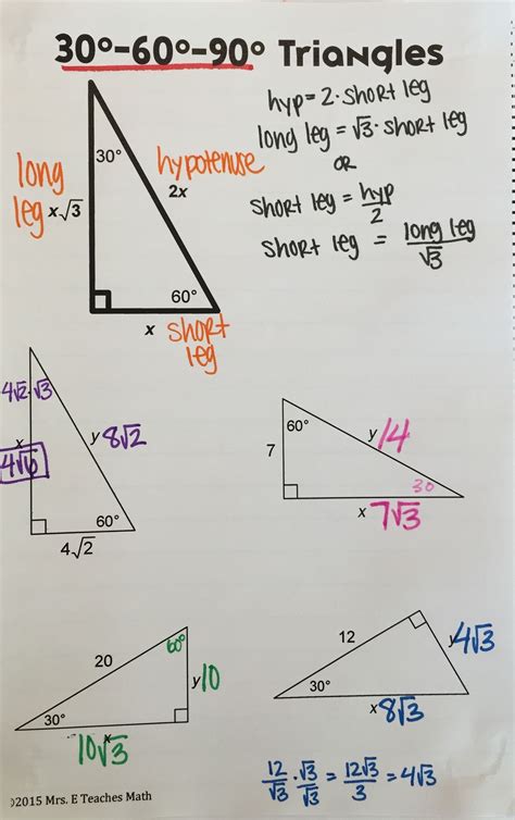 FREE Special Right Triangles Interactive Notebook Page for 30-60-90 ...