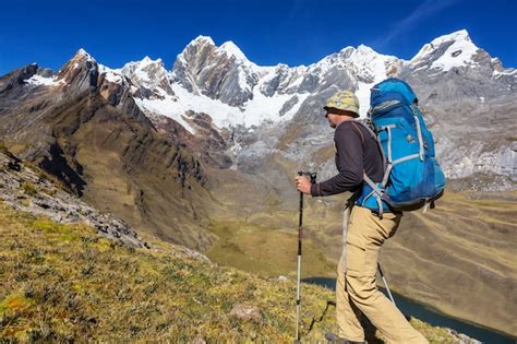 Premium Photo | Hiking scene in cordillera mountains, peru