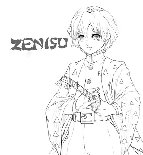 Libro para colorear Demon Slayer Zenitsu para imprimir y en línea