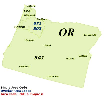 Find Oregon Area Codes by Map