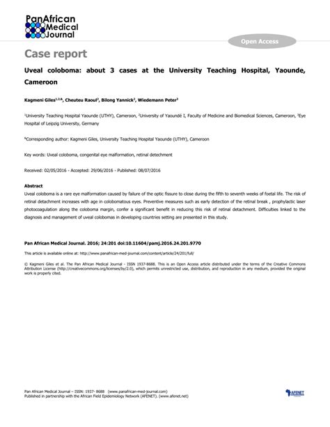 (PDF) Uveal coloboma: about 3 cases at the University Teaching Hospital ...