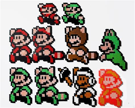 Mario and Luigi Super Mario Bros. 3 Nintendo Perler Bead Pixel - Etsy ...