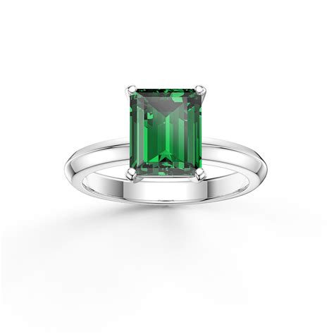 Unity 3ct Emerald Cut Emerald Solitaire Platinum plated Silver Promise ...