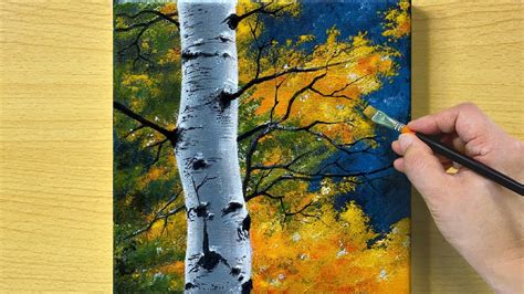 Birch Tree painting / Acrylic Painting for Beginners / STEP by STEP ...