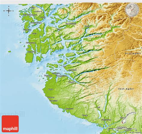 Physical 3D Map of Rogaland