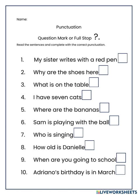 Question Mark or Full Stop? worksheet | Punctuation worksheets ...