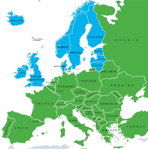 nordeuropa karta Atlas landkarte beschriftung europakarte westeuropa ...