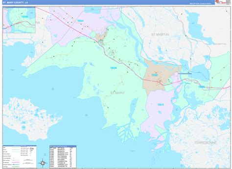 St. Mary County, LA Wall Map Color Cast Style by MarketMAPS - MapSales